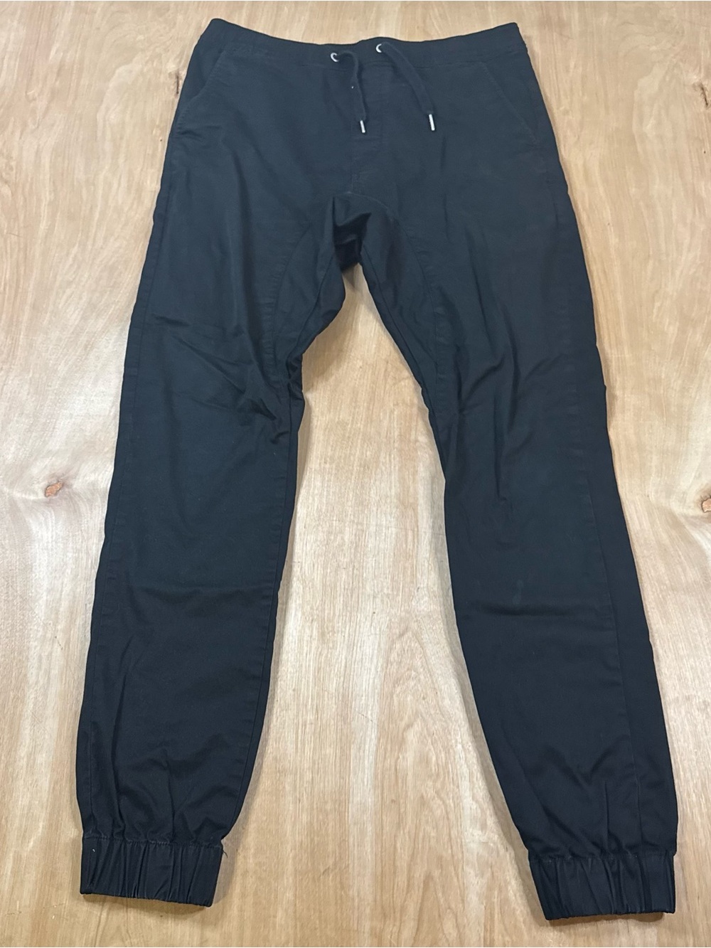ZANEROBE Men’s Black Slim Tapered Jogger Pants 32 x 32 Twill Drawstring Pockets